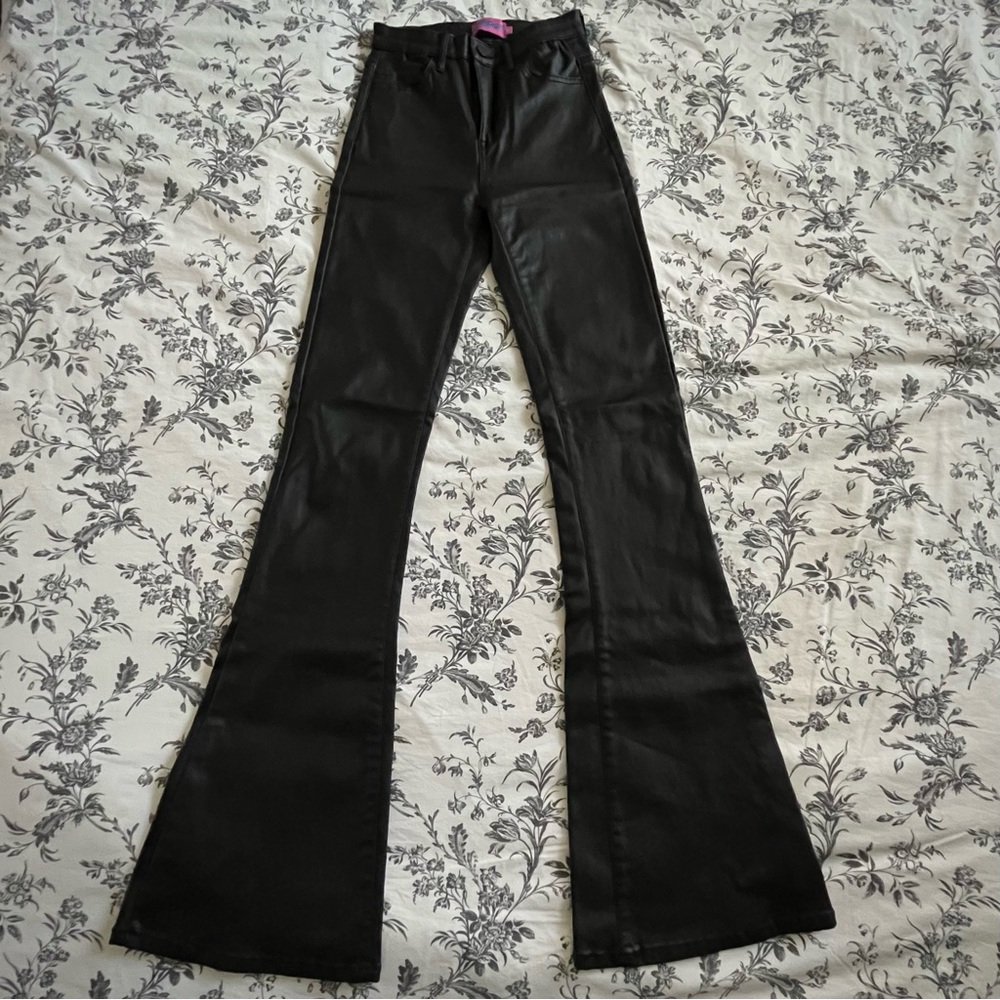 faux leather wide leg pants